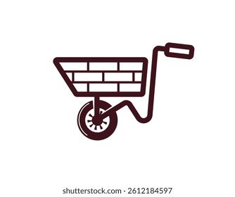 Wheelbarrow simple vectorel drawing icon - Wheelbarrow vector logo design