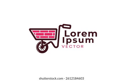 Wheelbarrow simple vectorel drawing icon - Wheelbarrow vector logo design