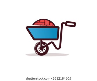 Wheelbarrow simple vectorel drawing icon - Wheelbarrow vector logo design