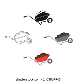 Wheelbarrow, single icon in cartoon,black style.Wheelbarrow vector symbol stock illustration web.