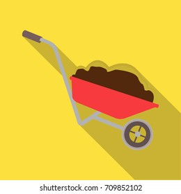 Wheelbarrow, single icon in flat style.Wheelbarrow vector symbol stock illustration web.