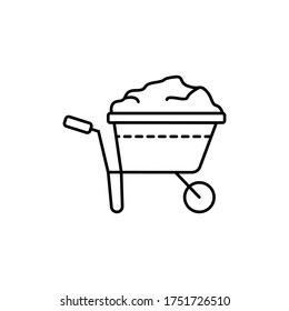 wheelbarrow, soil icon. Simple line, outline vector elements of archeology for ui and ux, website or mobile application