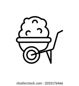 Wheelbarrow thin line icon. Modern vector illustration of construction equipment.