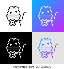 Icono de línea delgada de flecha de rueda. Ilustración vectorial moderna del equipo de construcción.