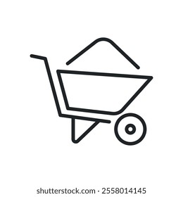 Wheelbarrow thin line icons. Perfect pixel on transparent background