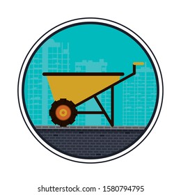 wheelbarrow tool equipment isolated icon vector illustration design