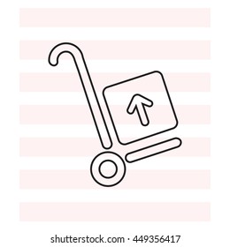 wheelbarrow for transportation of cargo, line icon.