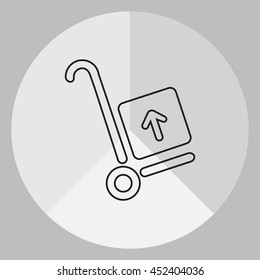 wheelbarrow for transportation of cargo, line icon.