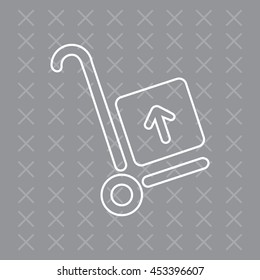 wheelbarrow for transportation of cargo, line icon.