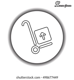 wheelbarrow for transportation of cargo, line icon.