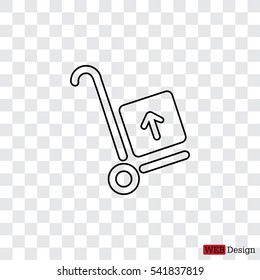 wheelbarrow for transportation of cargo, line icon.