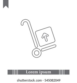 wheelbarrow for transportation of cargo, line icon.