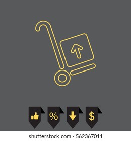 wheelbarrow for transportation of cargo, line icon.
