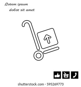 wheelbarrow for transportation of cargo, line icon.