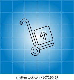 wheelbarrow for transportation of cargo, line icon.