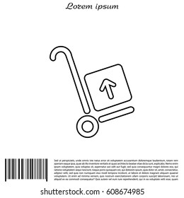wheelbarrow for transportation of cargo, line icon.