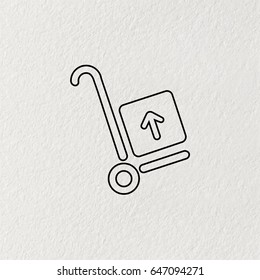 wheelbarrow for transportation of cargo, line icon.