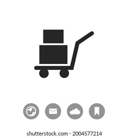 Wheelbarrow for transportation of cargo vector icon.