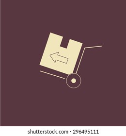 Wheelbarrow for transportation of cargo vector icon.