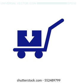 Wheelbarrow for transportation of cargo vector icon.
