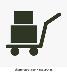 Wheelbarrow for transportation of cargo vector icon.