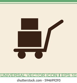 Wheelbarrow for transportation of cargo vector icon.