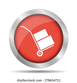 wheelbarrow for transportation of cargo, web icon. vector design