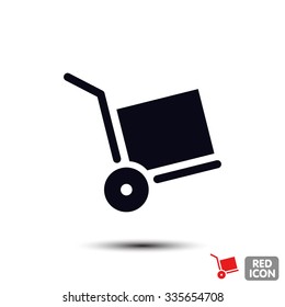 wheelbarrow for transportation of cargo, web icon. vector 10 EPS