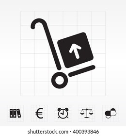 wheelbarrow for transportation of cargo, web icon. vector design