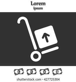 wheelbarrow for transportation of cargo, web icon. vector design