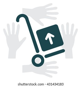 wheelbarrow for transportation of cargo, web icon. vector design
