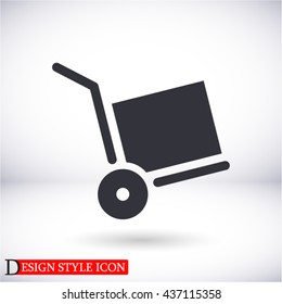 wheelbarrow for transportation of cargo, web icon. vector 10 EPS