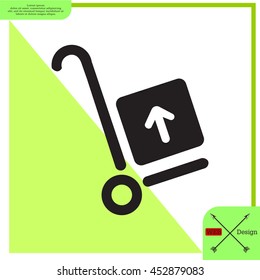 wheelbarrow for transportation of cargo, web icon. vector design