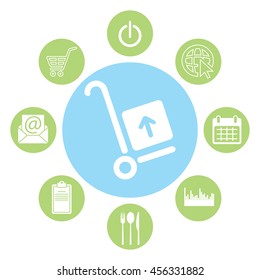 wheelbarrow for transportation of cargo, web icon. vector design