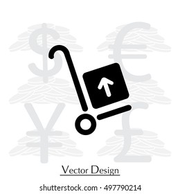 wheelbarrow for transportation of cargo, web icon. vector design