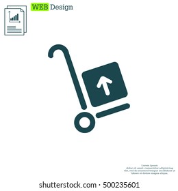 wheelbarrow for transportation of cargo, web icon. vector design