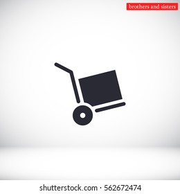 wheelbarrow for transportation of cargo, web icon. vector 10 EPS