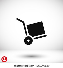 wheelbarrow for transportation of cargo, web icon. vector 10 EPS