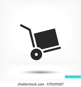 wheelbarrow for transportation of cargo, web icon. vector 10 EPS