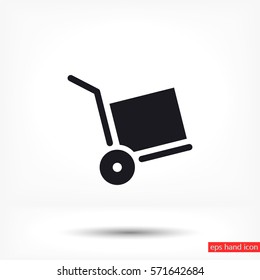 wheelbarrow for transportation of cargo, web icon. vector 10 EPS
