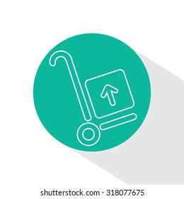 wheelbarrow for transportation of cargo, web line icon. vector design