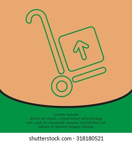 wheelbarrow for transportation of cargo, web line icon. vector design
