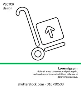 wheelbarrow for transportation of cargo, web line icon. vector design