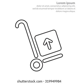 wheelbarrow for transportation of cargo, web line icon. vector design
