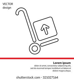 wheelbarrow for transportation of cargo, web line icon. vector design