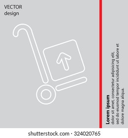 wheelbarrow for transportation of cargo, web line icon. vector design