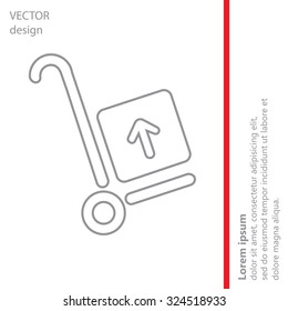 wheelbarrow for transportation of cargo, web line icon. vector design
