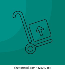 wheelbarrow for transportation of cargo, web line icon. vector design
