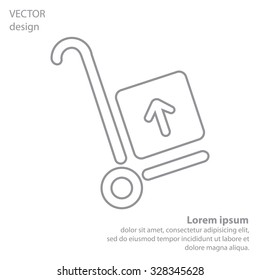 wheelbarrow for transportation of cargo, web line icon. vector design
