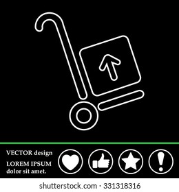 wheelbarrow for transportation of cargo, web line icon. vector design